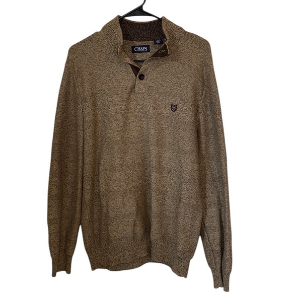 🌹CHAPS 3-BUTTON 1/4 MOCK NECK MARLED TWIST SWEATER - Picture 2 of 6